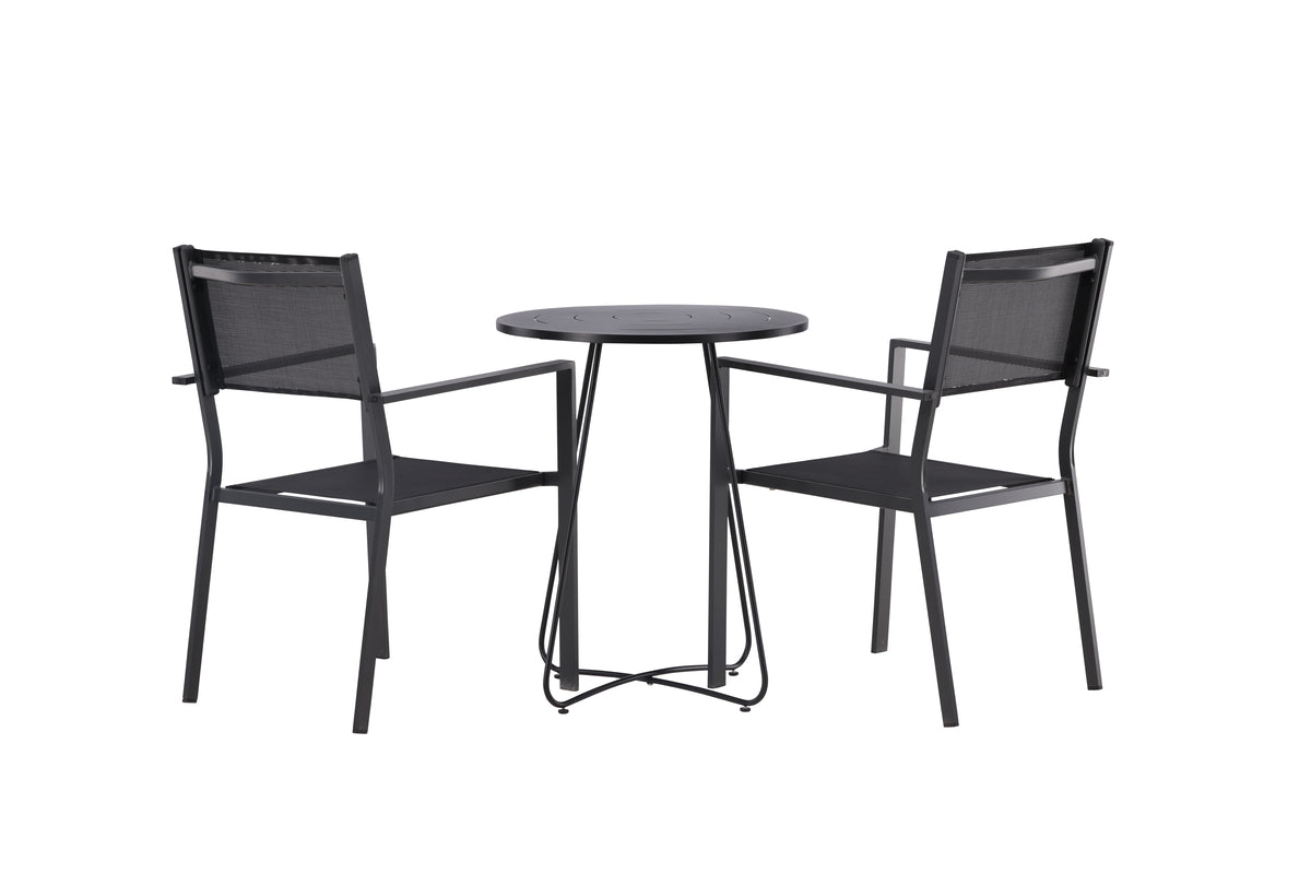 Tuin caféset Marvin – 3-delige tuinmeubelset in de kleur Zwart