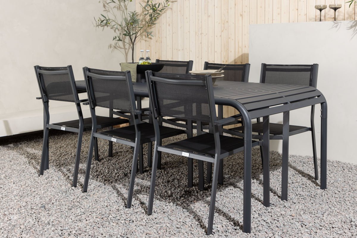 Ensemble de repas de jardin Toni – ensemble de mobilier de jardin en aluminium 7 pièces