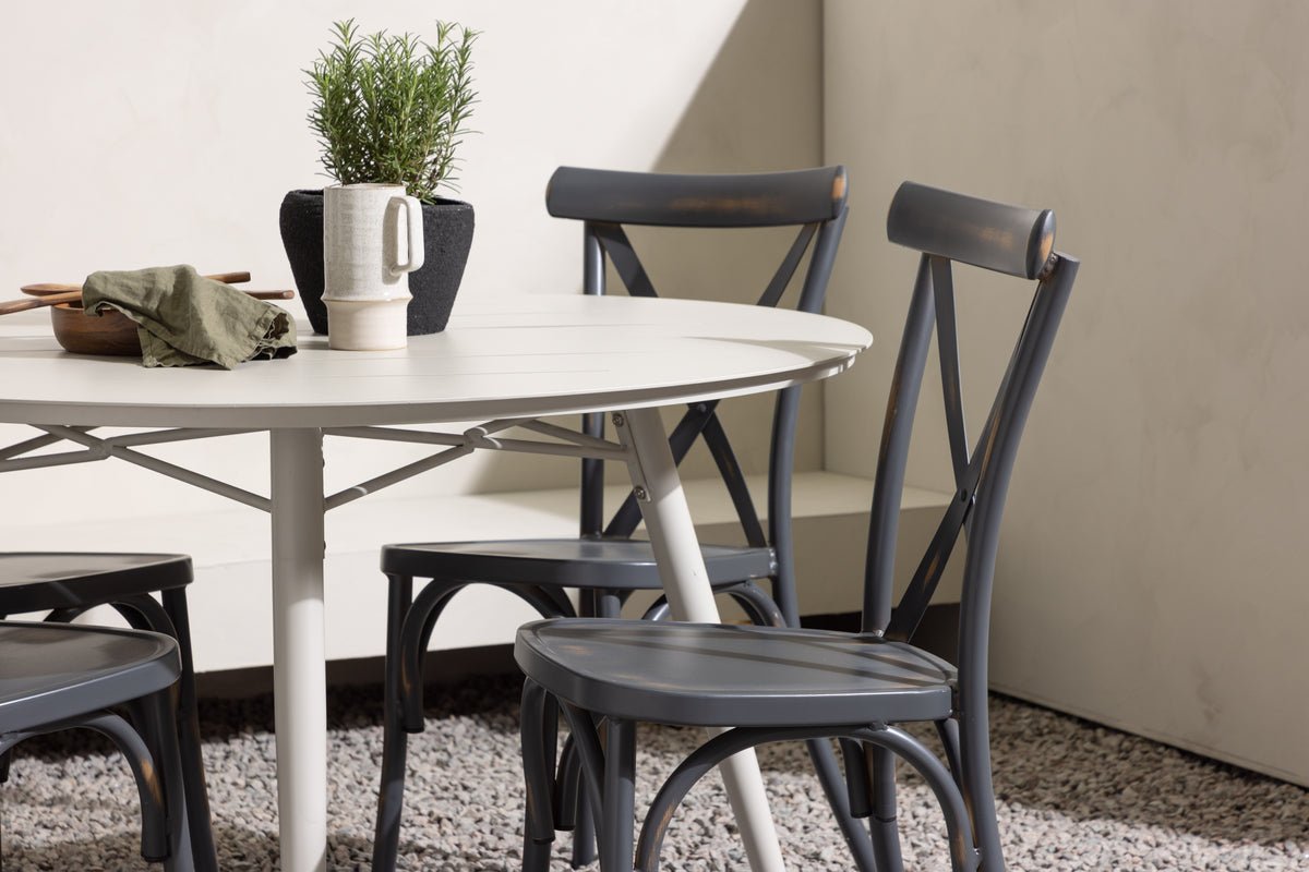 Garten Essgruppe Jonny – 5-teiliges Gartenmöbel-Set mit rundem Tisch aus Aluminium