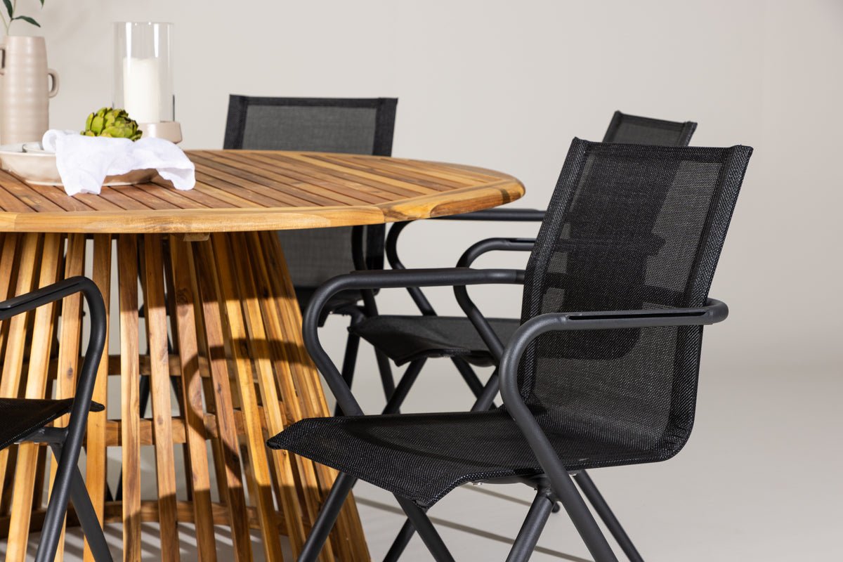 Tuin Eetgroep Flora – 7-delige tuinmeubelset met tafel van acaciahout in natuurlijke look