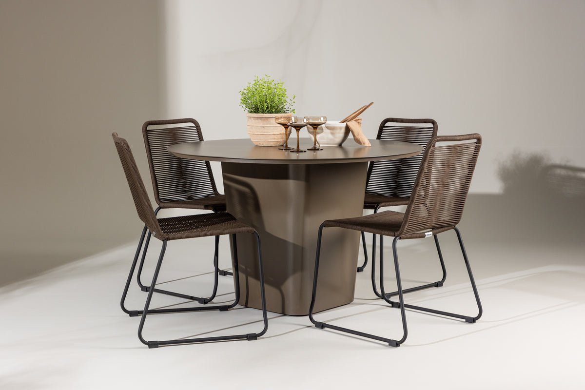 Tuin Eetgroep Santa – 5-delige tuinmeubelset met ronde tafel