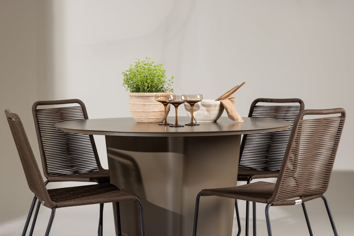 Tuin Eetgroep Santa – 5-delige tuinmeubelset met ronde tafel