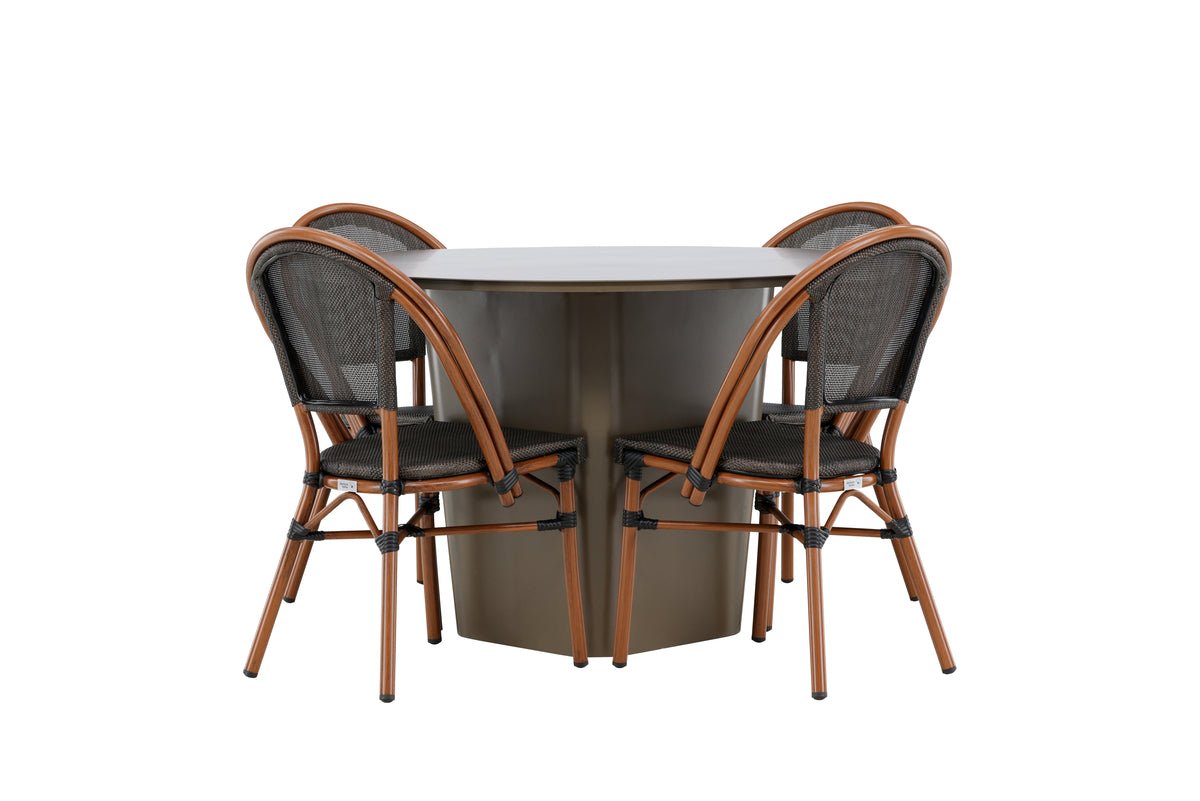 Tuin Eetgroep Mina – 5-delige tuinmeubelset met bruine aluminium tafel