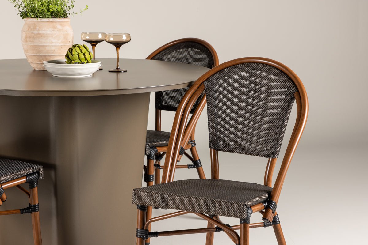 Tuin Eetgroep Mina – 5-delige tuinmeubelset met bruine aluminium tafel