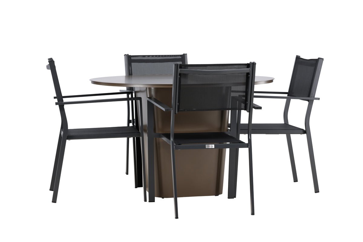 Ensemble de repas de jardin Nordic – Ensemble de mobilier de jardin 5 pièces avec table en aluminium marron
