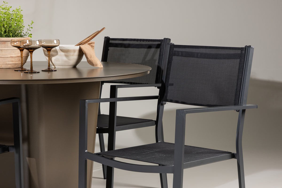 Ensemble de repas de jardin Nordic – Ensemble de mobilier de jardin 5 pièces avec table en aluminium marron