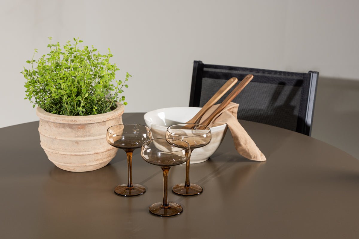 Ensemble de repas de jardin Nordic – Ensemble de mobilier de jardin 5 pièces avec table en aluminium marron