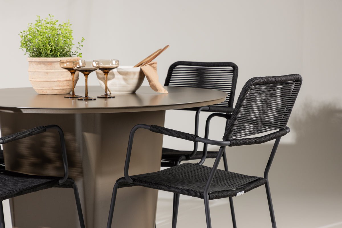 Tuin Eetgroep Francesco – 5-delige tuinmeubelset met ronde aluminium tafel