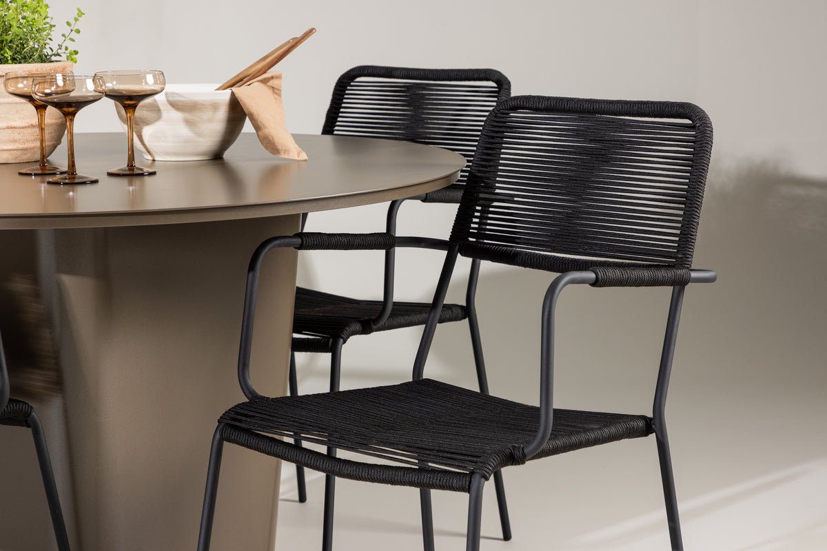 Tuin Eetgroep Francesco – 5-delige tuinmeubelset met ronde aluminium tafel