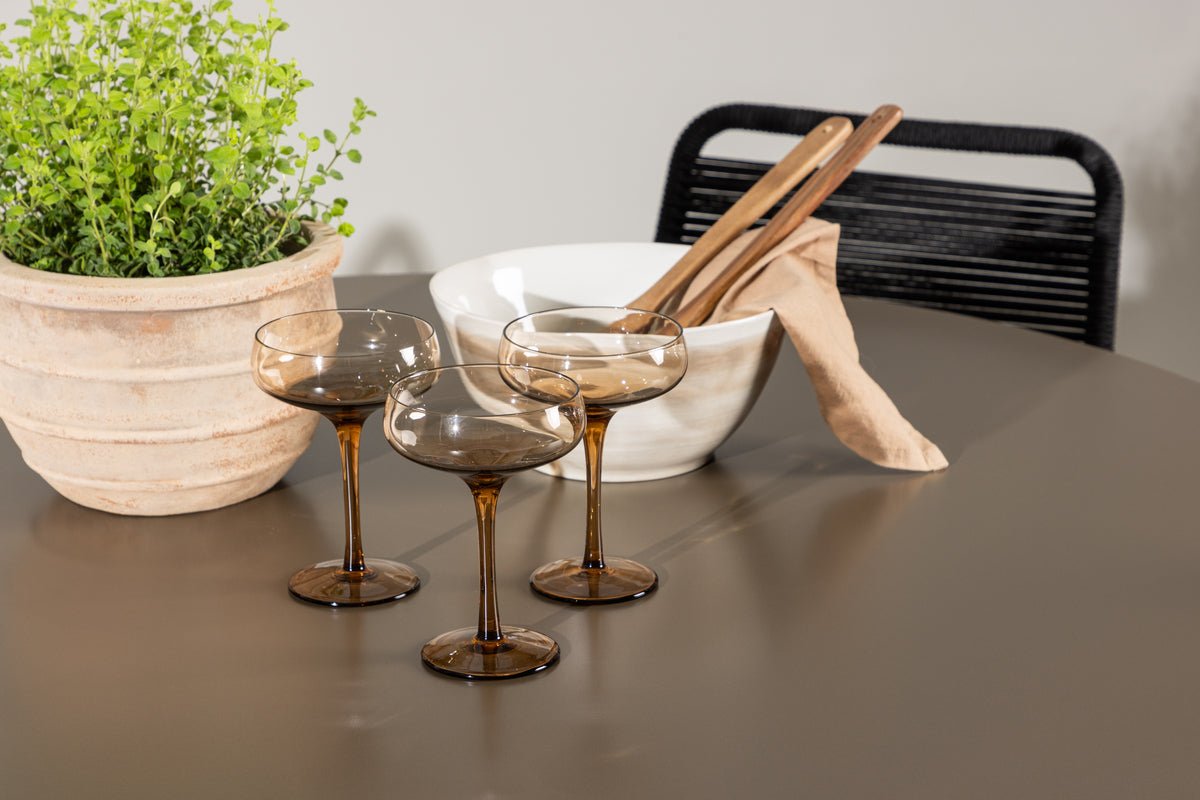 Ensemble de repas de jardin Aiko – ensemble de mobilier de jardin 5 pièces avec table ronde marron