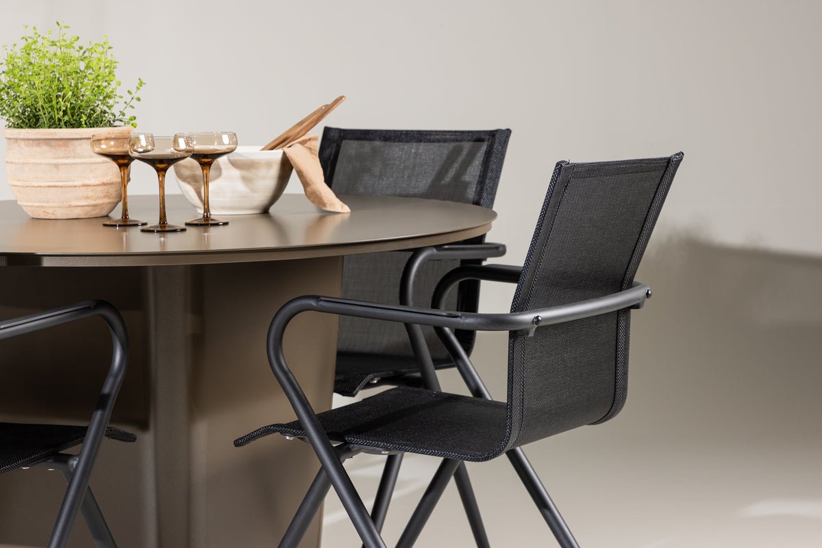 Tuin Eetgroep Grace – 5-delige tuinmeubelset met bruine ronde tafel