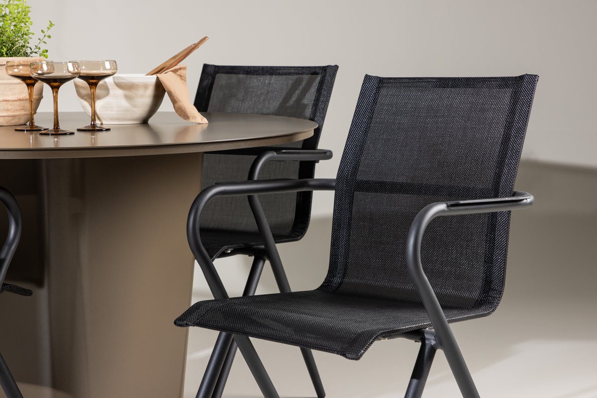 Tuin Eetgroep Grace – 5-delige tuinmeubelset met bruine ronde tafel