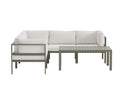 Tuinloungezetel Torena 3+2 – Grote hoekbank in wit met tafel