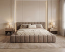 Designer Polsterbett Ivo in Samt – Sand