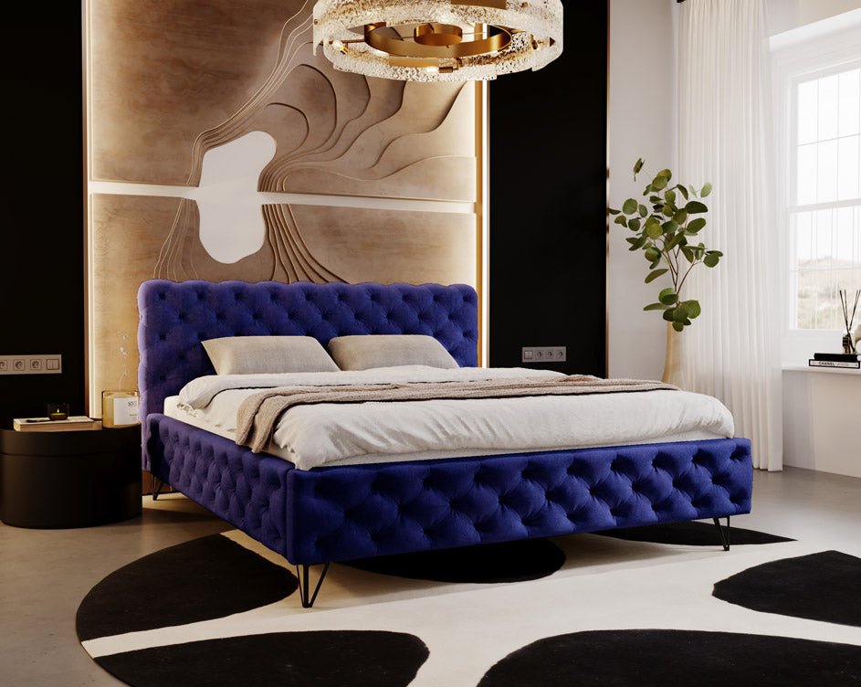Lit design Sienna en Velours sans espace de rangement