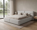 Designer Polsterbett Lovis in Strukturstoff mit Stauraum – Hellgrau