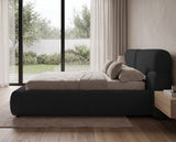 Designer Polsterbett Lovis in Strukturstoff mit Stauraum – Schwarz