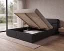Designer Polsterbett Lovis in Strukturstoff mit Stauraum – Schwarz