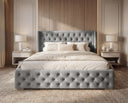 Designer Polsterbett Marlo in Samt – Grau
