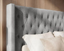 Designer Polsterbett Marlo in Samt – Grau