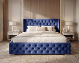 Designer Polsterbett Marlo in Samt – Blau