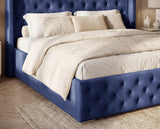 Designer Polsterbett Marlo in Samt – Blau