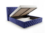 Designer Polsterbett Marlo in Samt – Blau