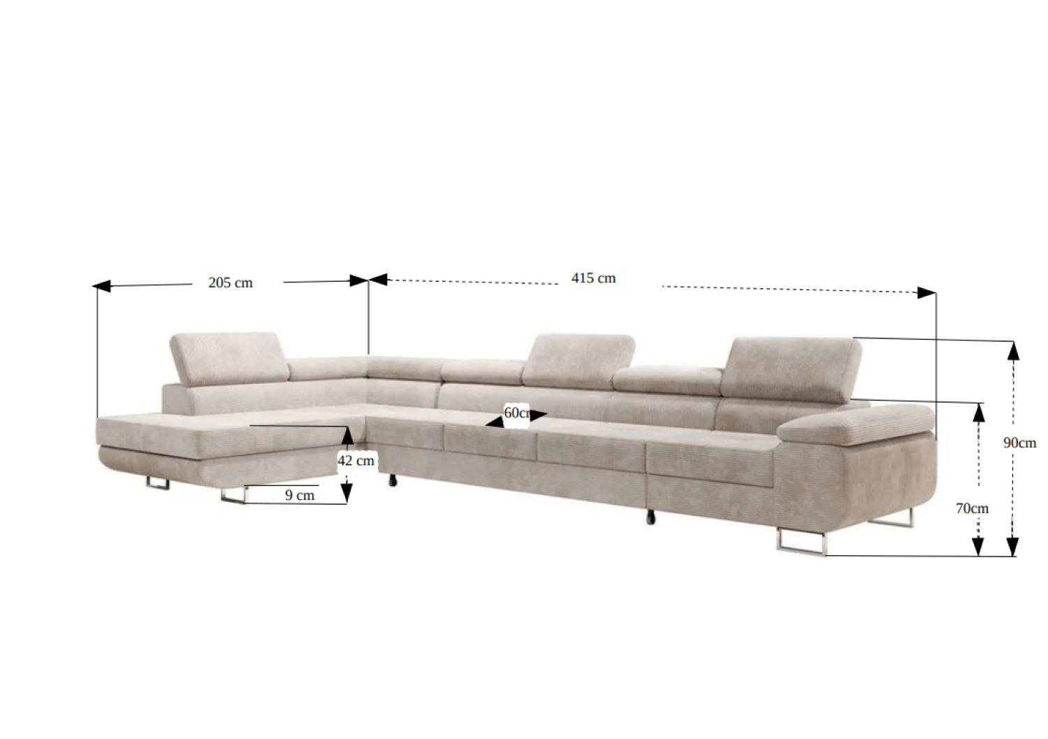 Canapé design Maxi avec fonction lit et rabattable en velours