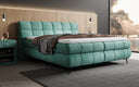 Boxspringbett Milla Cord in Vintage Blau (Poso 026) – Milieu seitlich