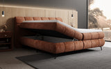 Boxspringbett Milla Cord in Terrakotta (Poso 039) – Stauraum geöffnet seitlich
