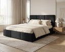 Designer Polsterbett Miro in Samt mit Stauraum – Schwarz