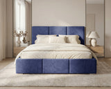 Designer Polsterbett Miro in Samt mit Stauraum – Blau