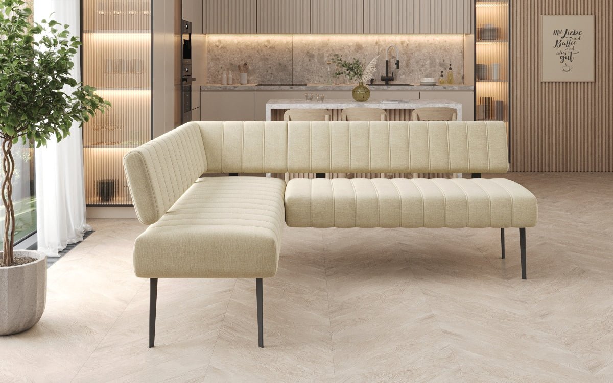 Banquette de salle à manger Montero rembourrée en velours déperlant avec pieds en métal