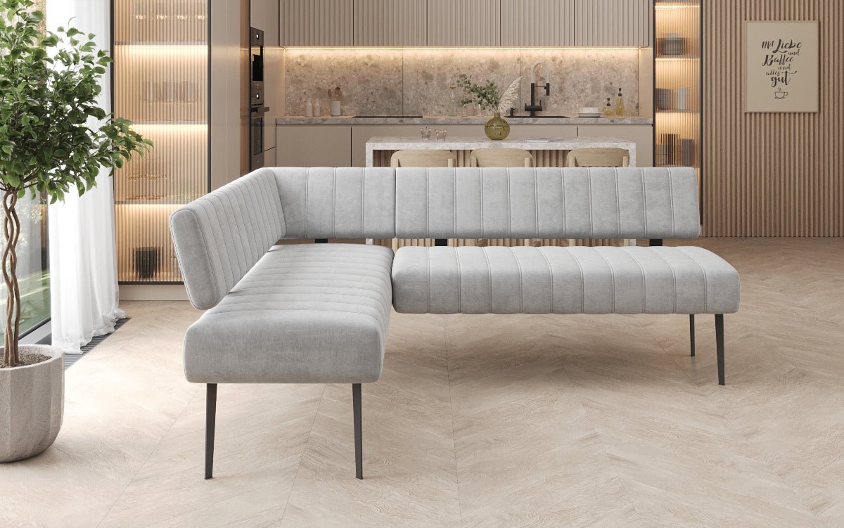 Banquette de salle à manger Montero rembourrée en velours déperlant avec pieds en métal