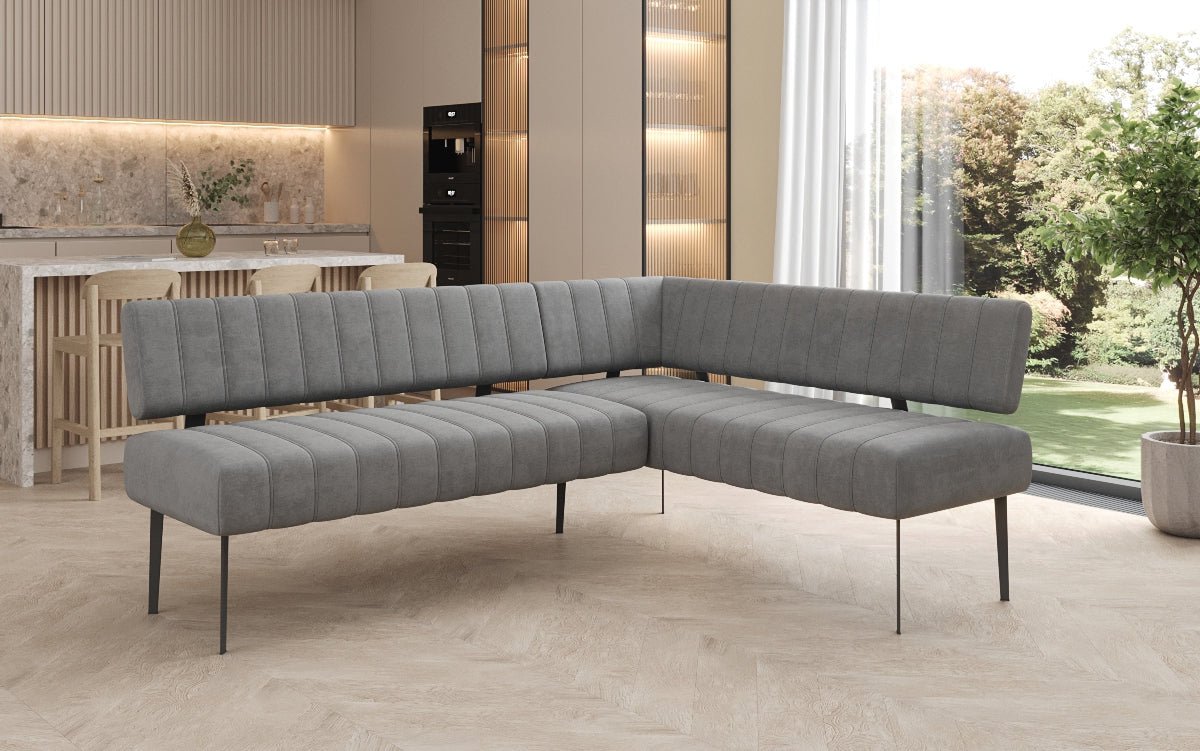 Banquette de salle à manger Montero rembourrée en velours déperlant avec pieds en métal