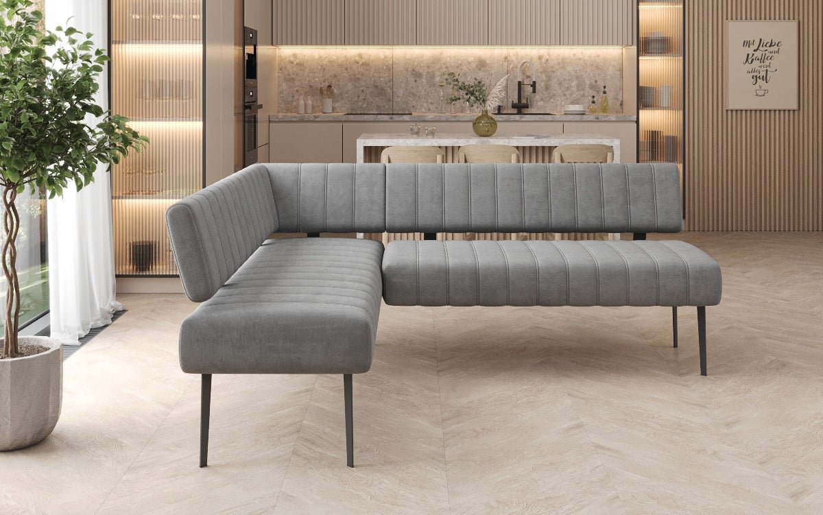 Banquette de salle à manger Montero rembourrée en velours déperlant avec pieds en métal