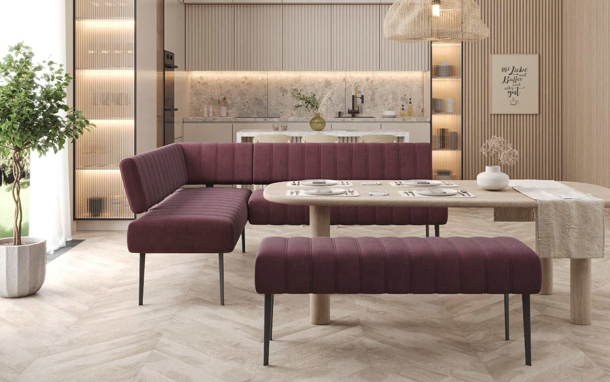 Essbank-Set Montero aus wasserabweisendem Samt mit Metallbeinen