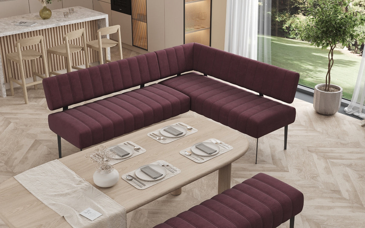 Essbank-Set Montero aus wasserabweisendem Samt mit Metallbeinen