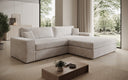 Designer Ecksofa Lugo in Cord – Beige – Rechts