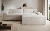 Designer Ecksofa Lugo in Cord – Beige – Rechts