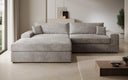 Designer Ecksofa Lugo in Cord – Hellgrau – Links