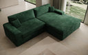 Designer Ecksofa Lugo in Cord – Grün – Rechts