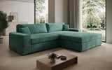 Designer Ecksofa Lugo in Cord – Vintage Blau – Rechts