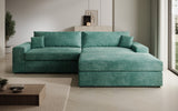 Designer Ecksofa Lugo in Cord – Vintage Blau – Rechts
