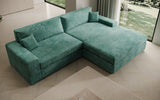 Designer Ecksofa Lugo in Cord – Vintage Blau – Rechts