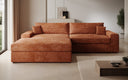 Designer Ecksofa Lugo in Cord – Orange – Links