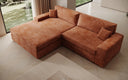 Designer Ecksofa Lugo in Cord – Orange – Links