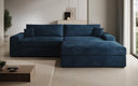 Designer Ecksofa Lugo in Cord – Blau – Rechts