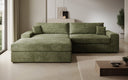 Designer Ecksofa Lugo in Cord – Salbei – Links