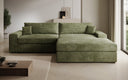 Designer Ecksofa Lugo in Cord – Salbei – Rechts